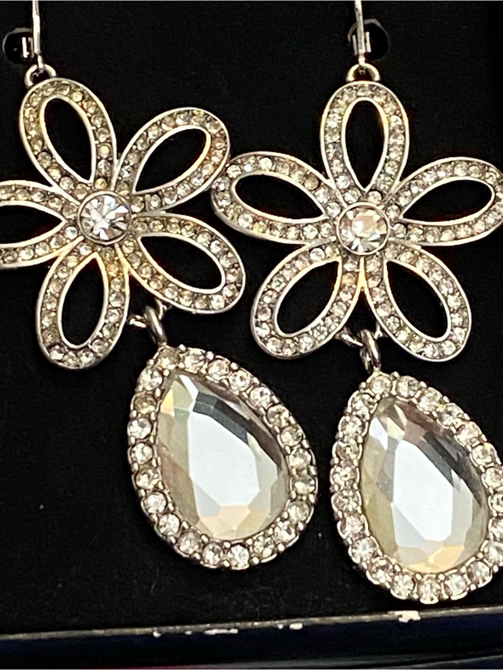 Kenneth Jay Lane Gold-Tone Crystal Flower Drop Earrings
